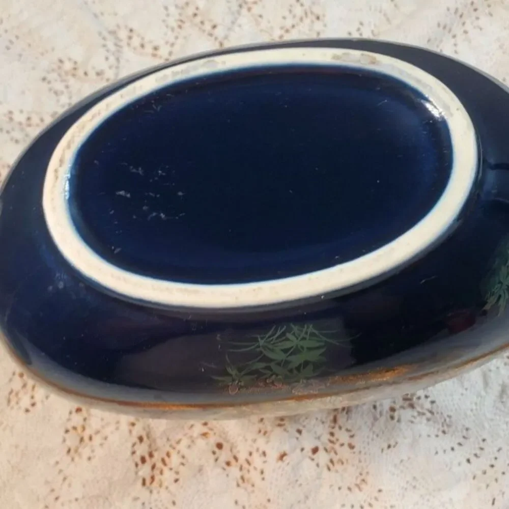 Toyo Kiku Chrysanthemum Cobalt Blue Porcelain Japanese Vase ~Vintage~